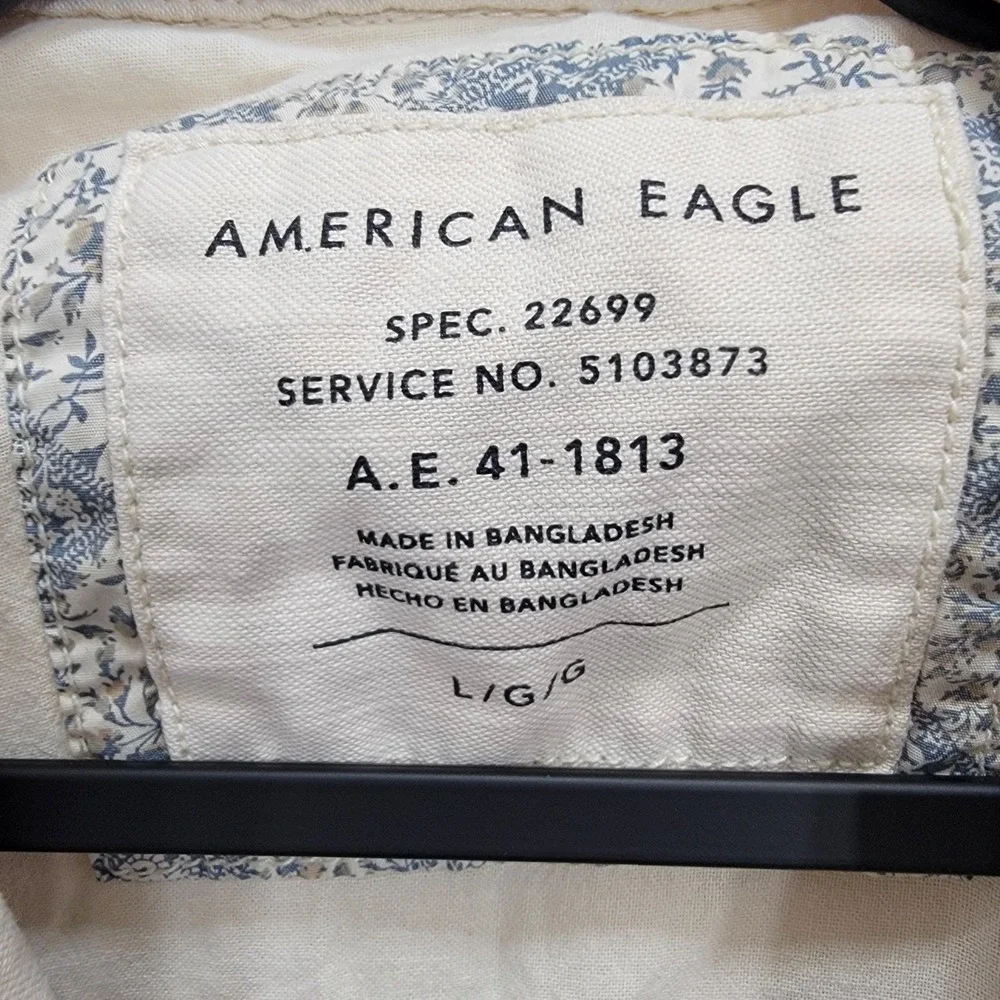 American Eagle Unisex Double Shacket Shirt Jacket Chore Cream White Large Y2K‎
